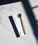 OJOOK bamboo toothbrush is intention setting tool to build healthy daily habits. Made with soft bristle from Asia with a space on the bamboo handle for mindfulness exercises